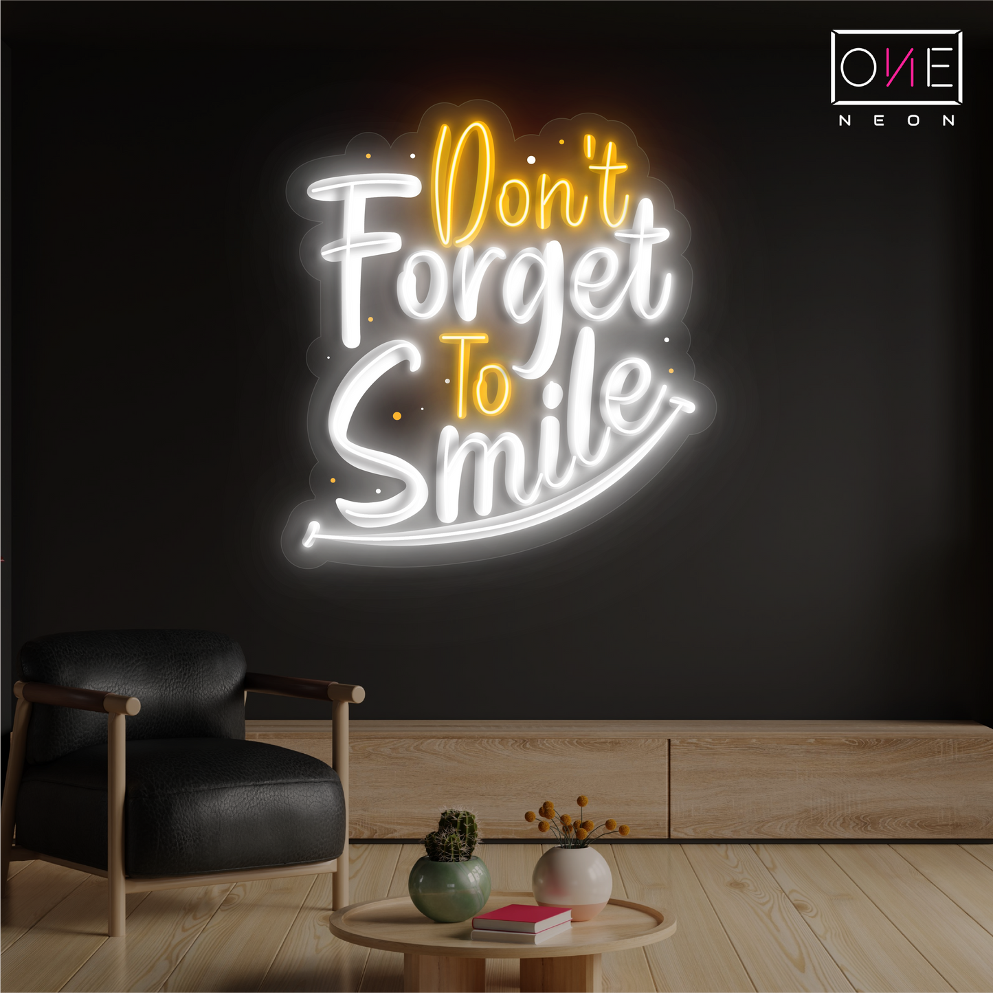 Œuvre d'art néon LED "N'oubliez pas de sourire"
