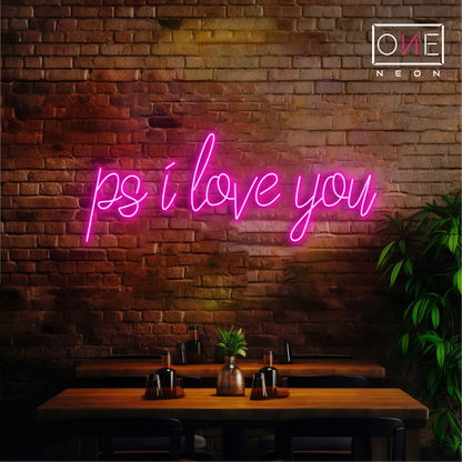 Enseigne néon LED Ps I Love You