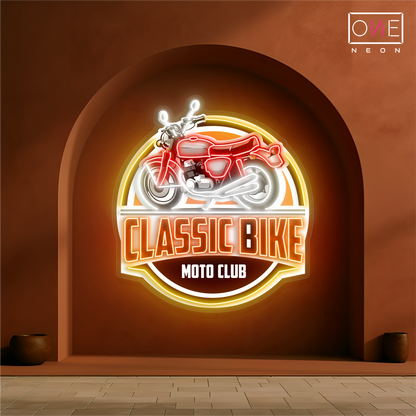 Enseigne néon LED œuvre d'art moto classique