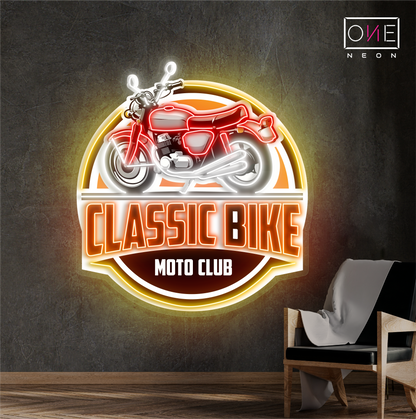 Enseigne néon LED œuvre d'art moto classique