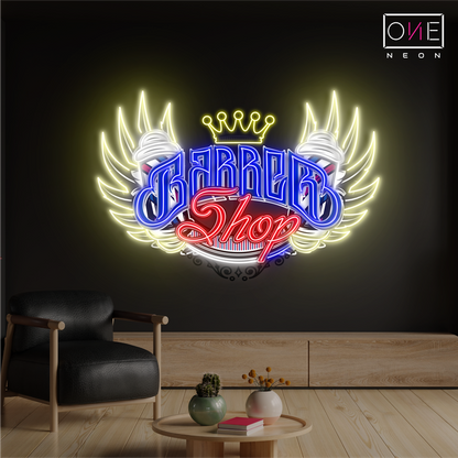 Enseigne néon LED murale de barbier