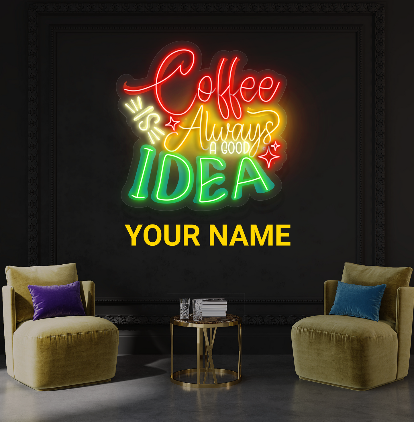 Enseigne néon LED décorative « Coffee is Always a Good Idea »