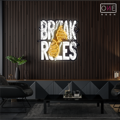 Enseigne néon LED "Break Rules"