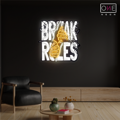 Enseigne néon LED "Break Rules"