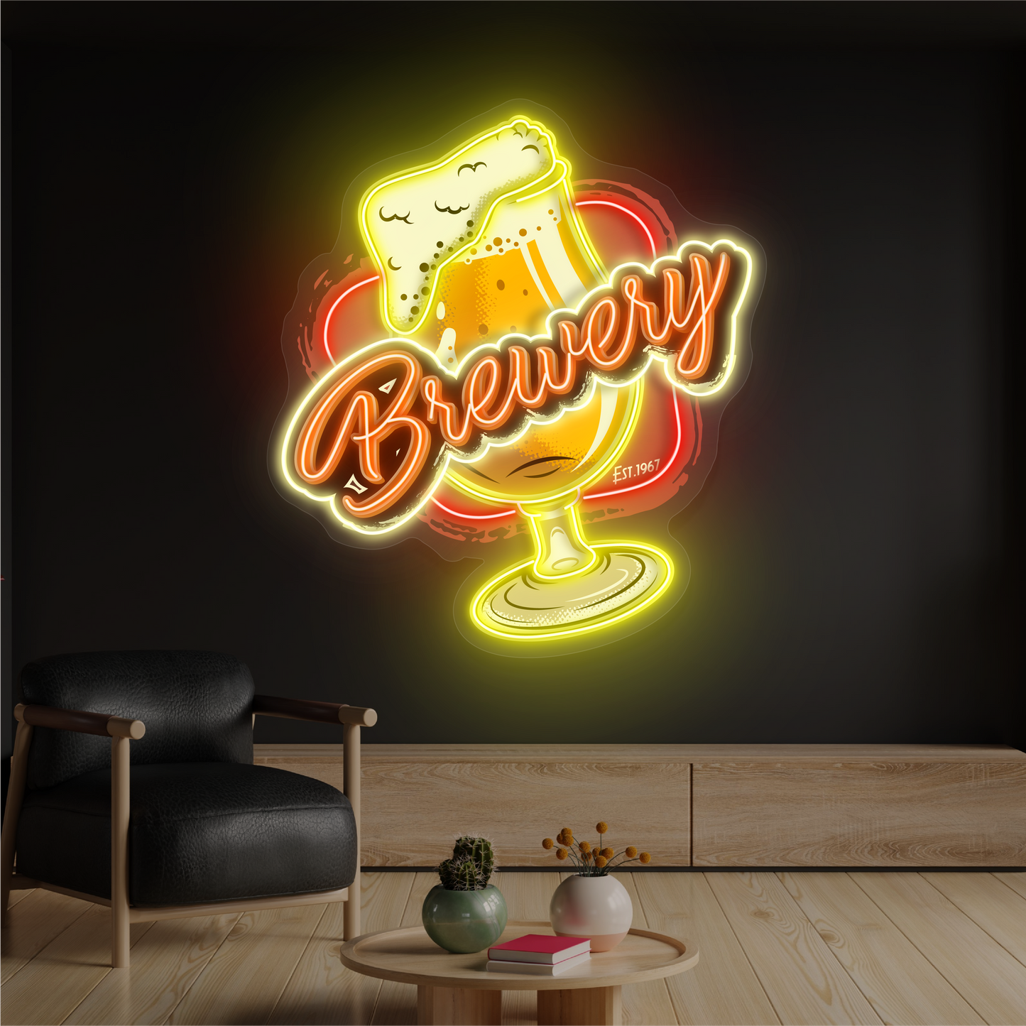 Enseigne néon LED artistique de bière de brasserie