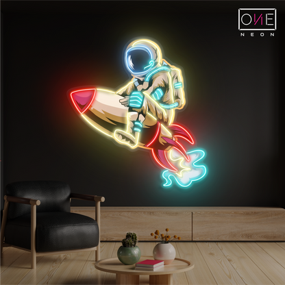 Enseigne néon LED Fusée Astronaute