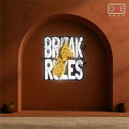 Enseigne néon LED "Break Rules"