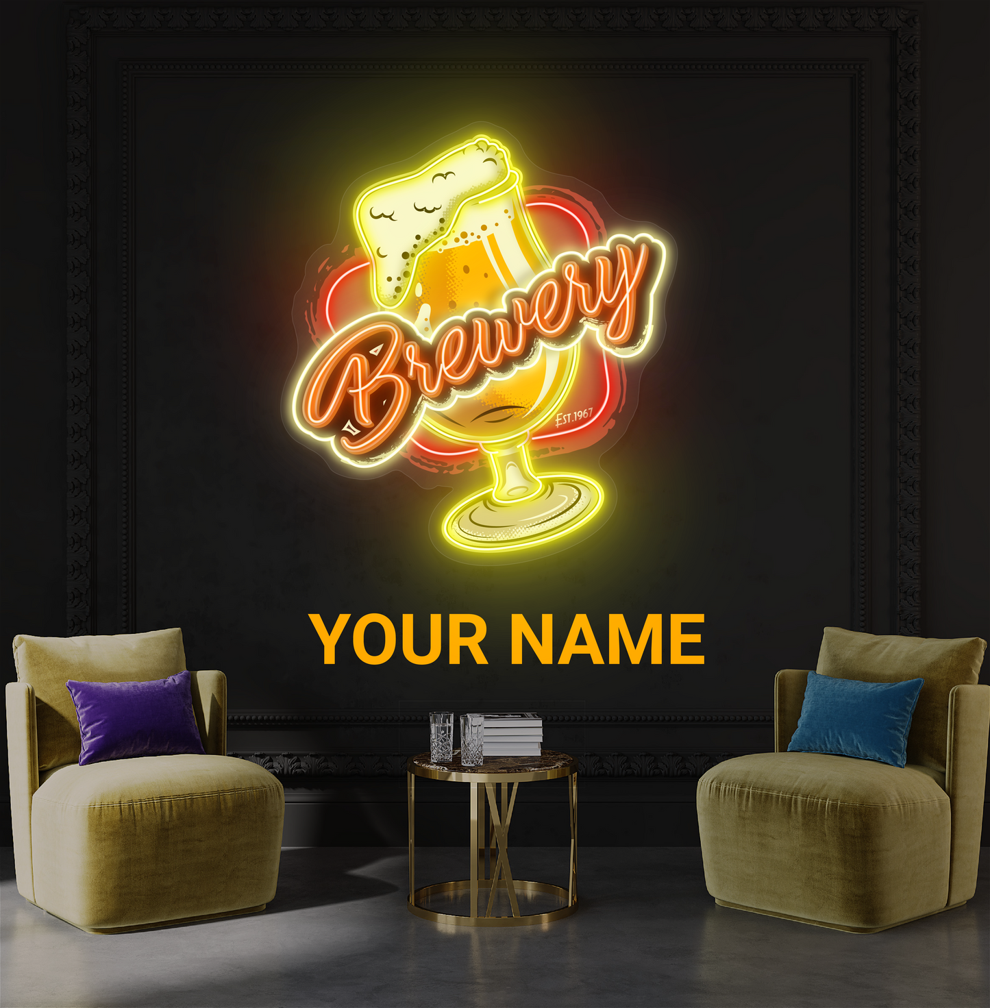 Enseigne néon LED artistique de bière de brasserie