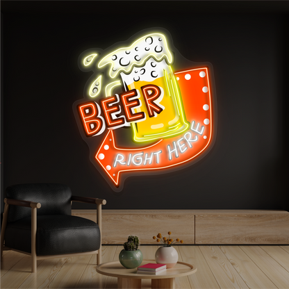 Enseigne néon LED « Beer Right Here »