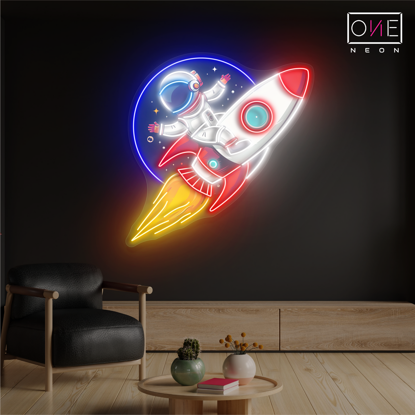 Enseigne néon LED Fusée Astronaute