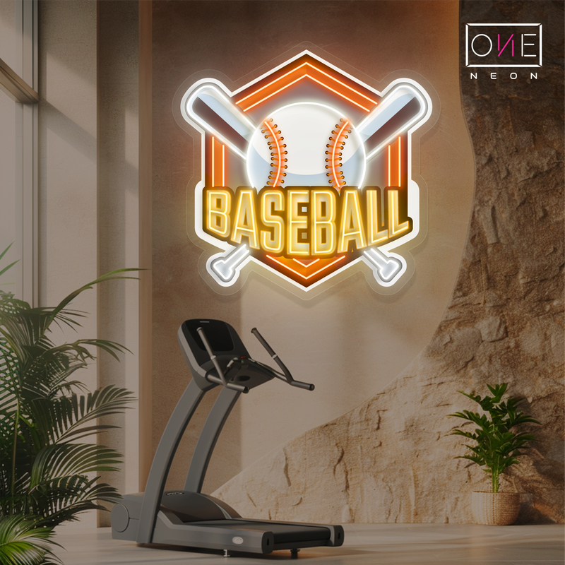Enseigne néon LED œuvre d'art de baseball