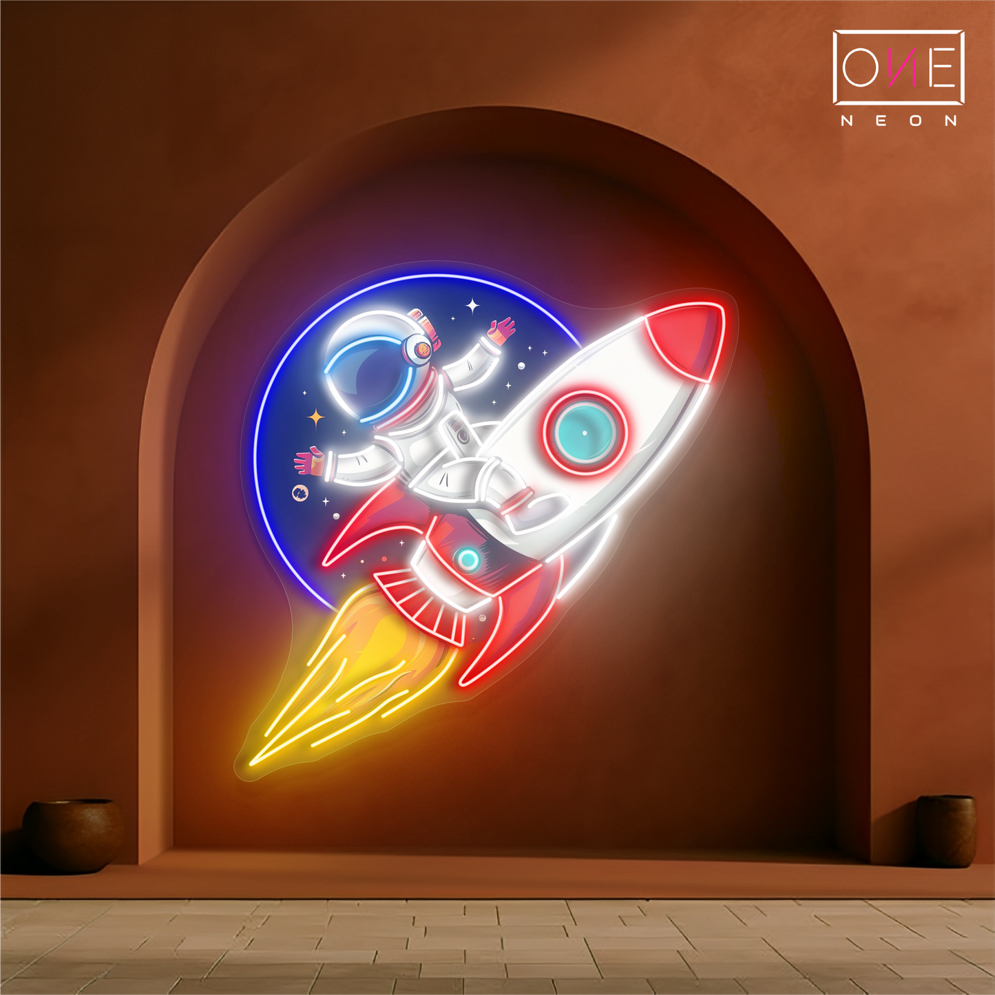 Enseigne néon LED Fusée Astronaute