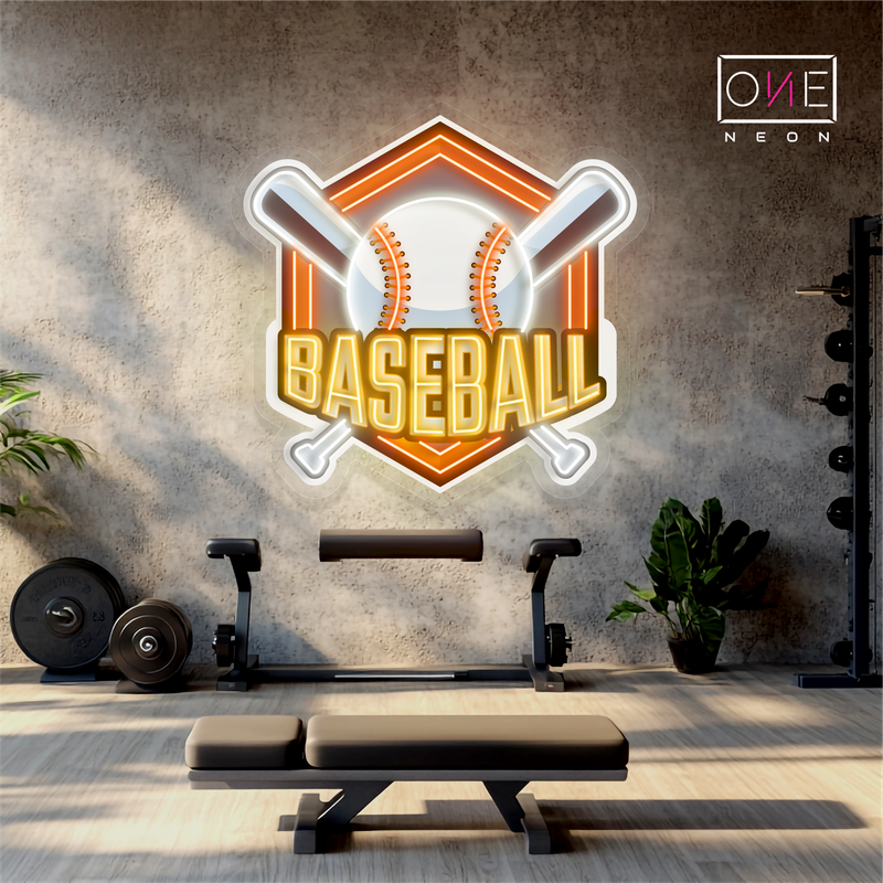 Enseigne néon LED œuvre d'art de baseball