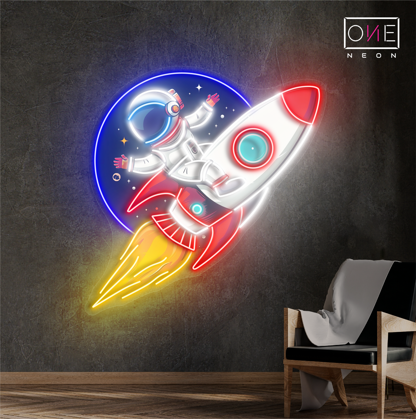 Enseigne néon LED Fusée Astronaute