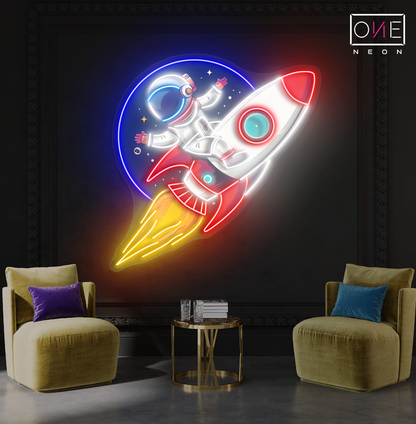 Enseigne néon LED Fusée Astronaute