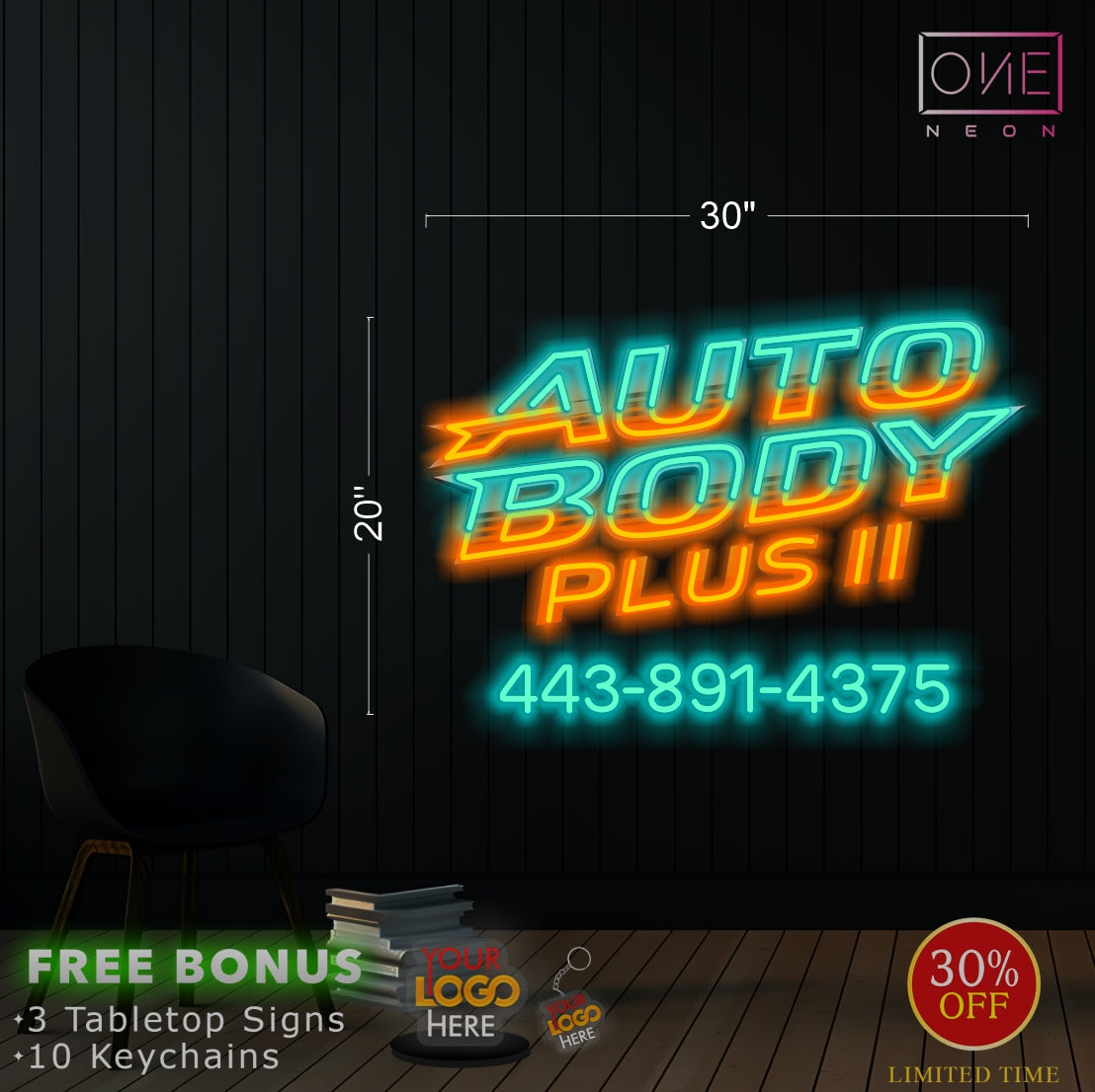 AUTO BODY PLUS II | LED Neon Sign