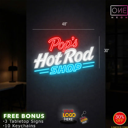 Pop's Hot Rod Shop | LED Neon Sign
