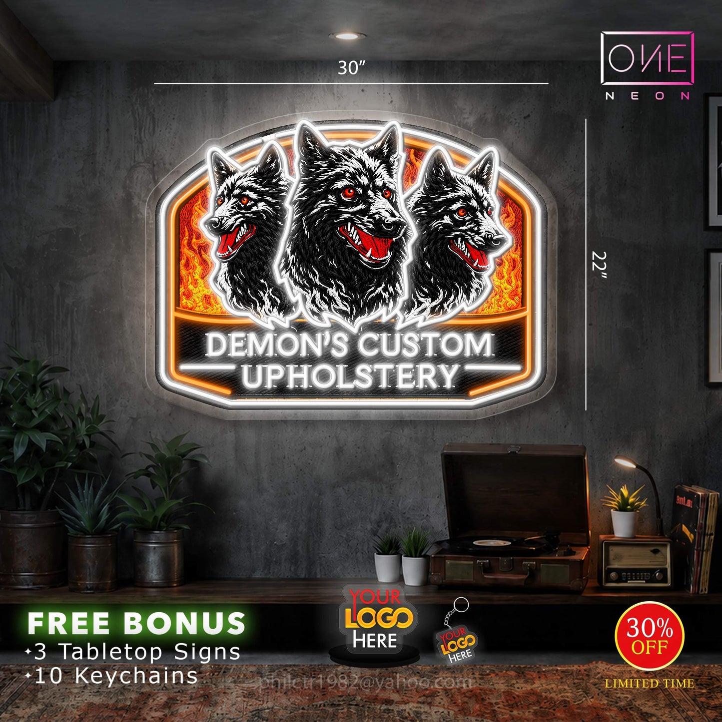 DEMON'S CUSTOM UPHOLSTERY | LED Neon Sign