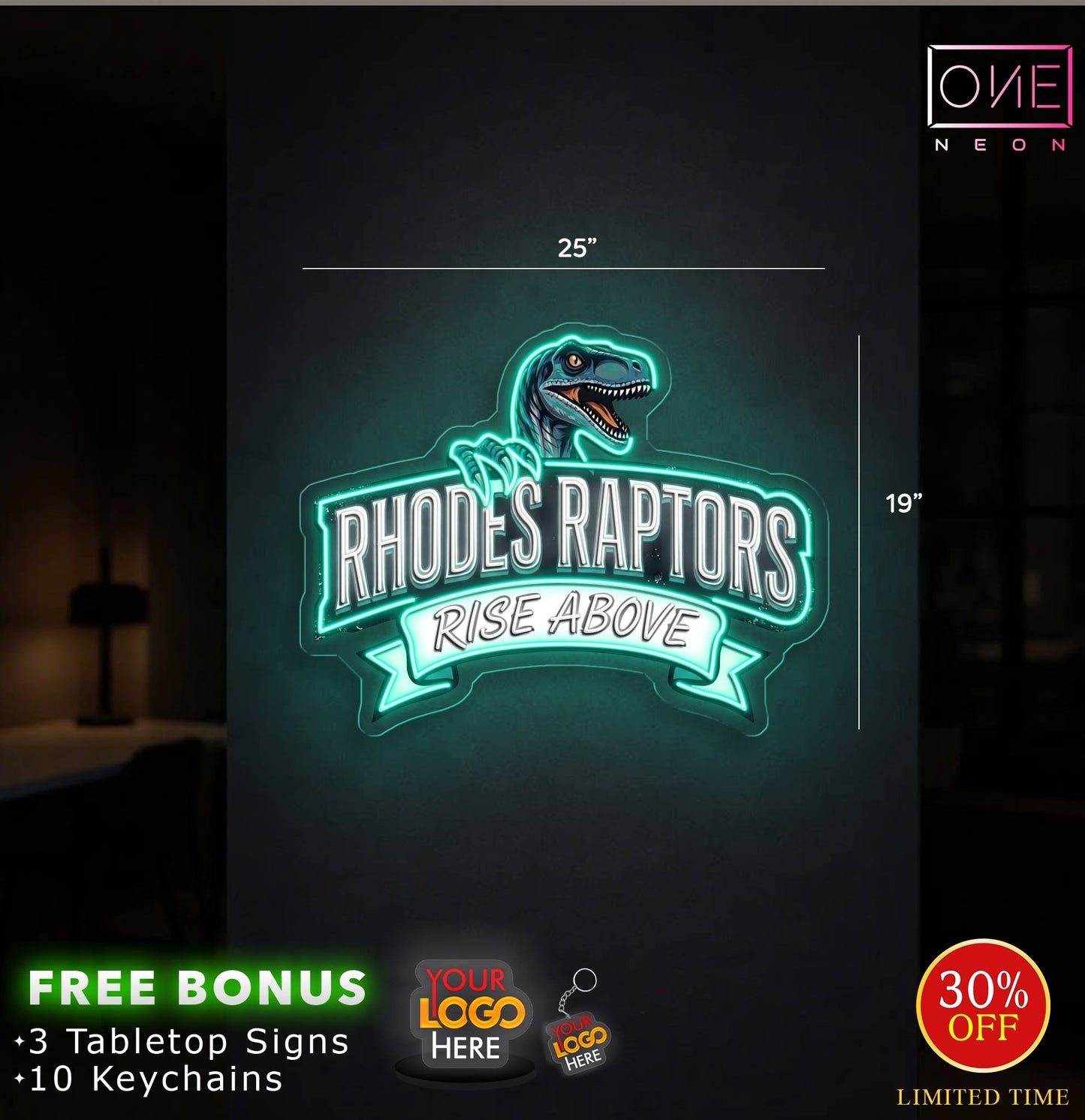 RHODES RAPTORS | LED Neon Sign