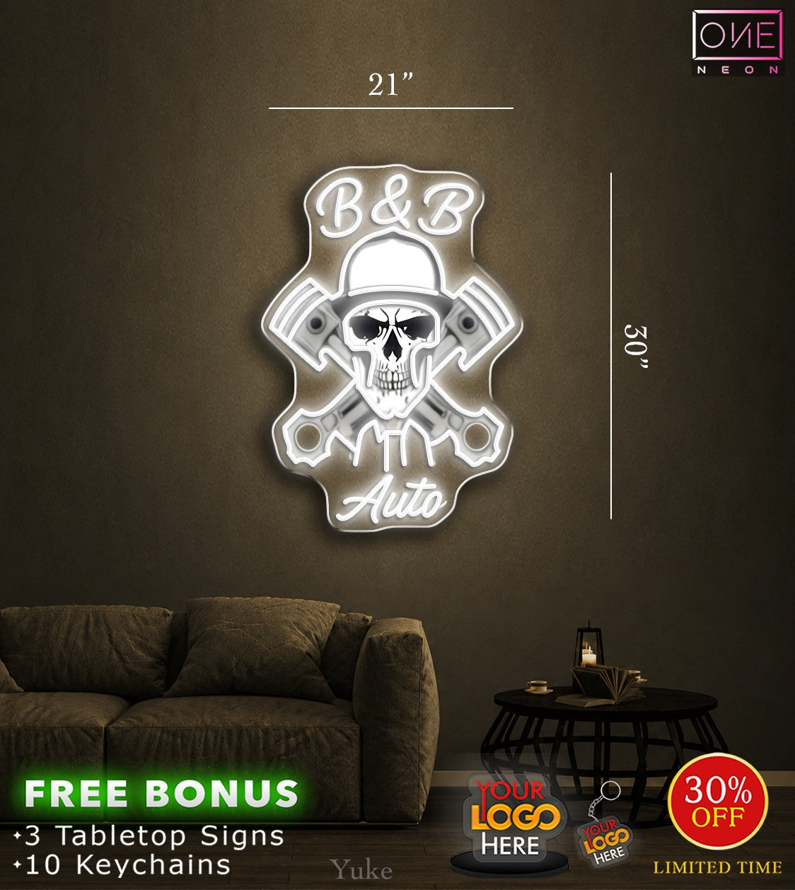 Enseigne néon LED œuvre d'art Tatoueur