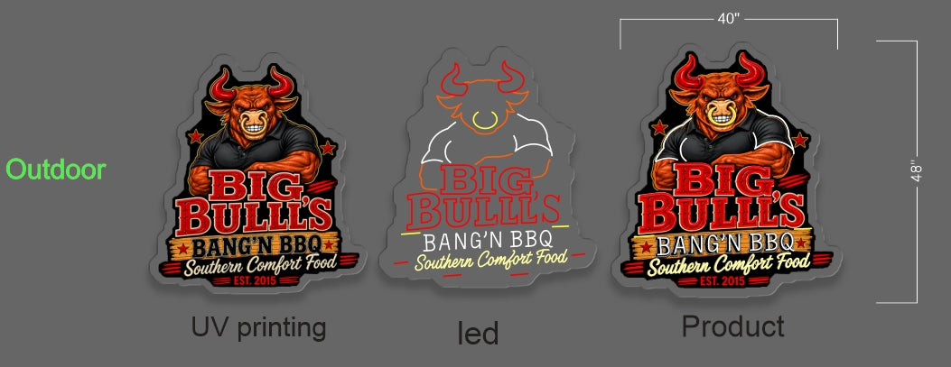 BIG BULL'S BANG'N BBQ | LED Neon Sign ( 2 signs)