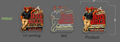 BIG BULL'S BANG'N BBQ | LED Neon Sign ( 2 signs)