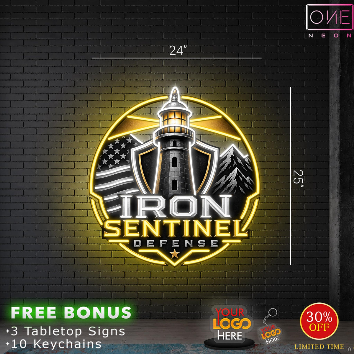 IRON SENTINEL DEFENSE | LED Neon Sign
