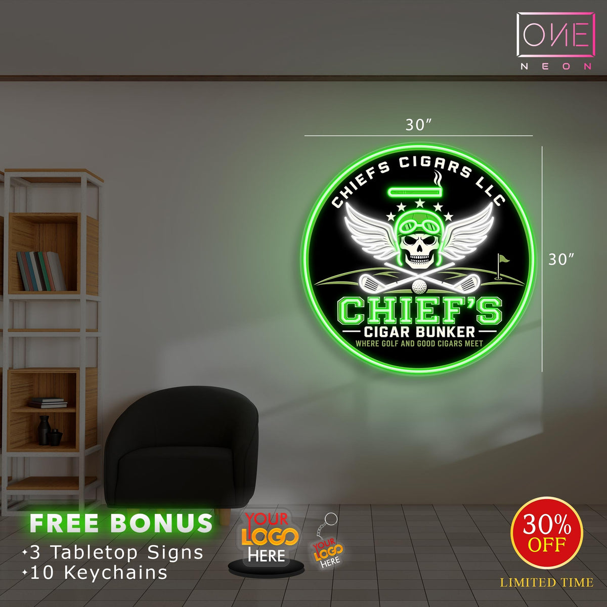 CHIEF'S CIGAR BUNKER | LED Neon Sign