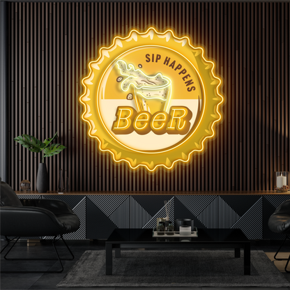 Enseigne néon LED bière "Sip Happens"