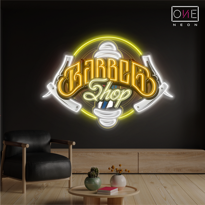 Enseigne néon LED murale de barbier