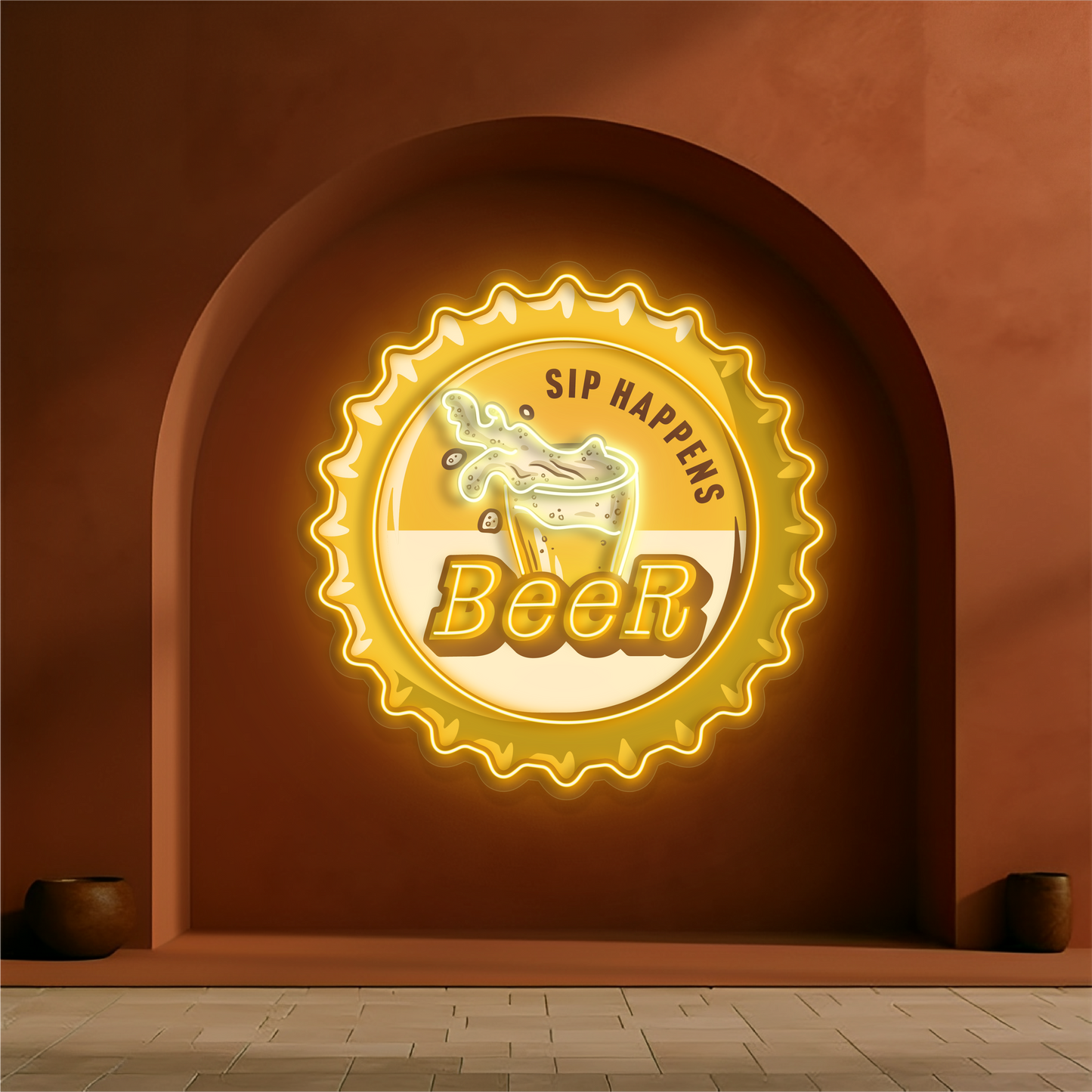Enseigne néon LED bière "Sip Happens"