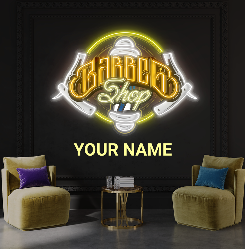 Enseigne néon LED murale de barbier