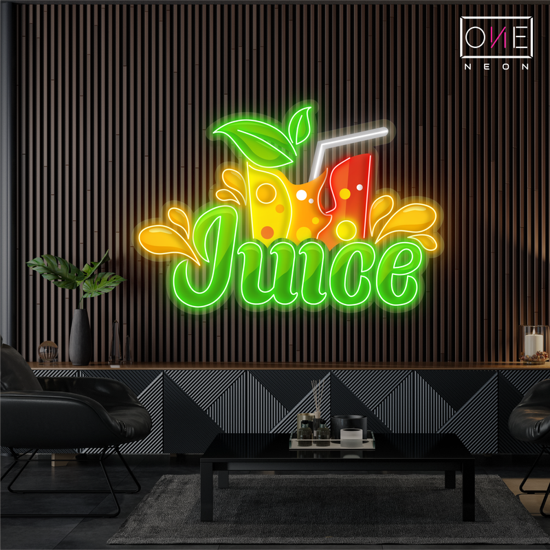 Enseigne néon LED œuvre d'art éclaboussure de jus frais