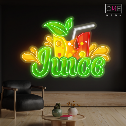 Enseigne néon LED œuvre d'art éclaboussure de jus frais