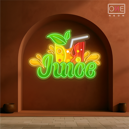 Enseigne néon LED œuvre d'art éclaboussure de jus frais