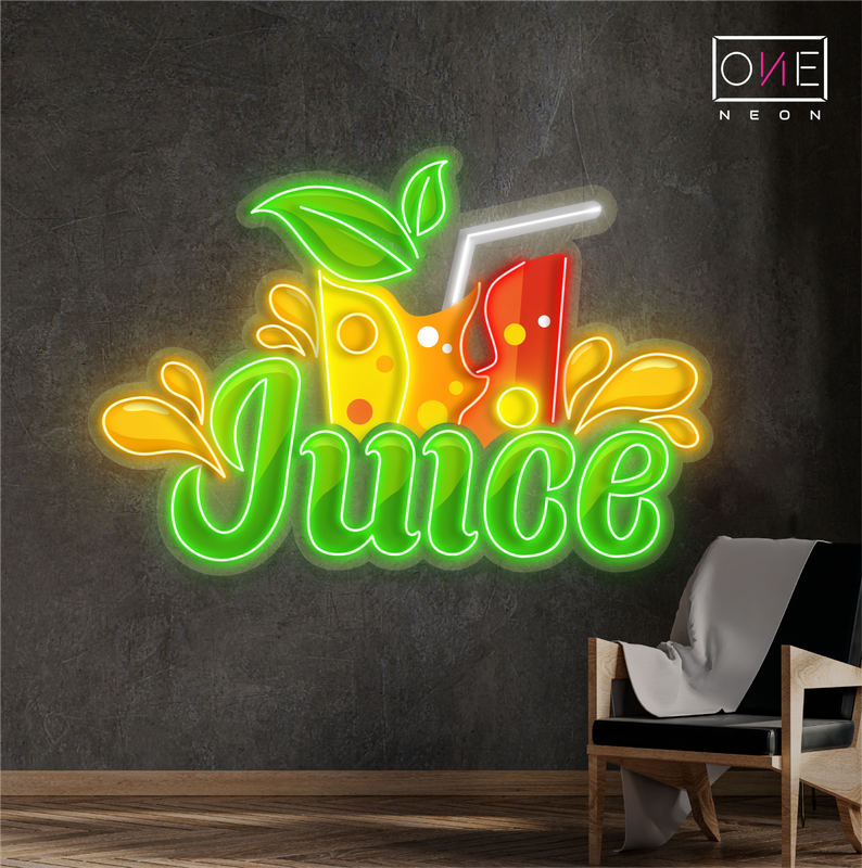 Enseigne néon LED œuvre d'art éclaboussure de jus frais