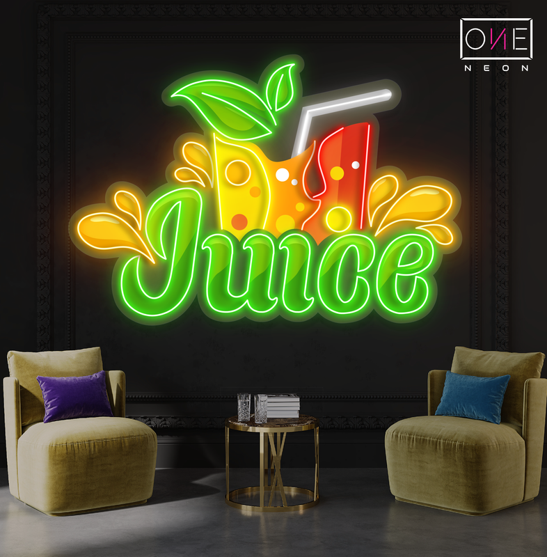 Enseigne néon LED œuvre d'art éclaboussure de jus frais