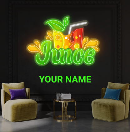 Enseigne néon LED œuvre d'art éclaboussure de jus frais