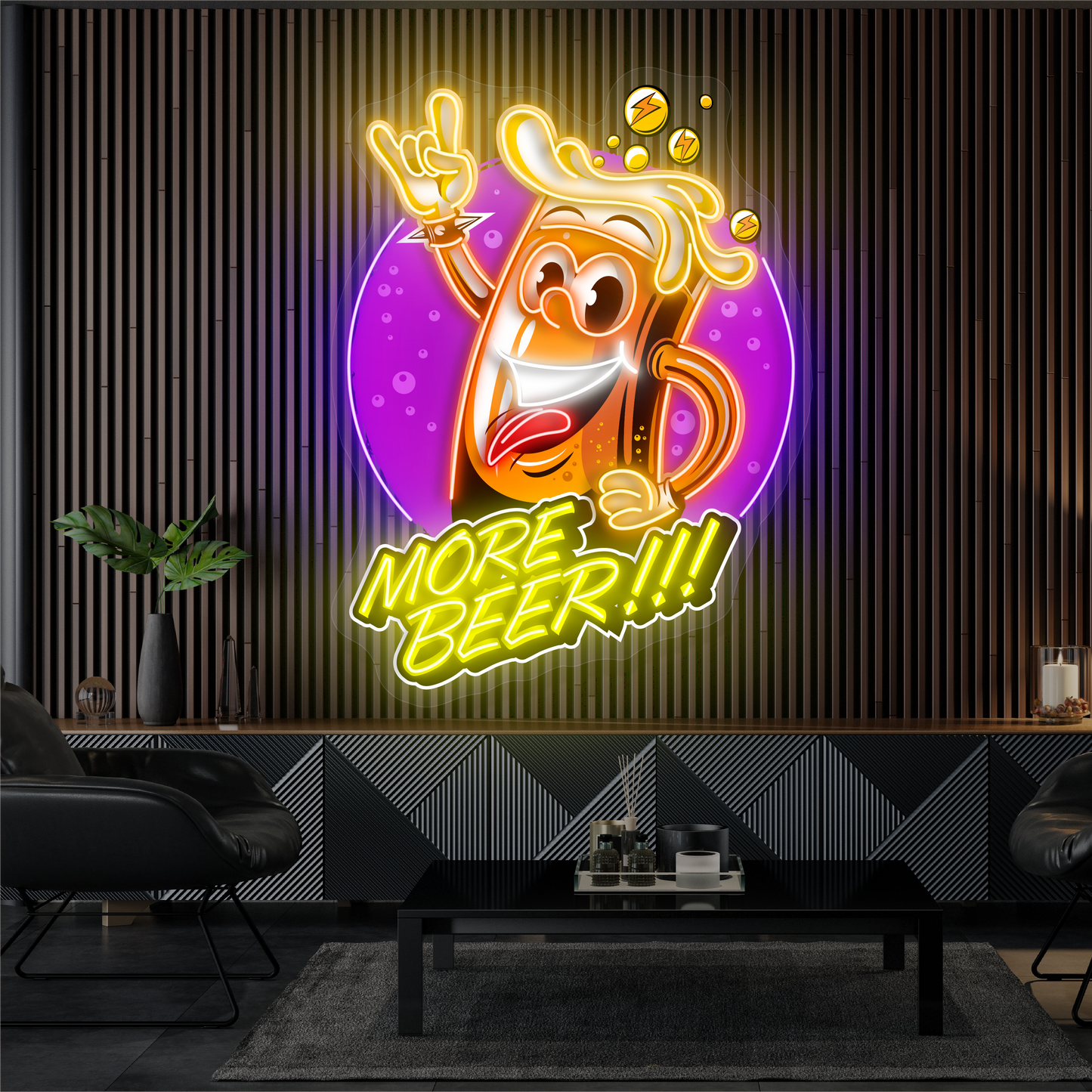 Plus de bière !!! Enseigne LED Néon Art