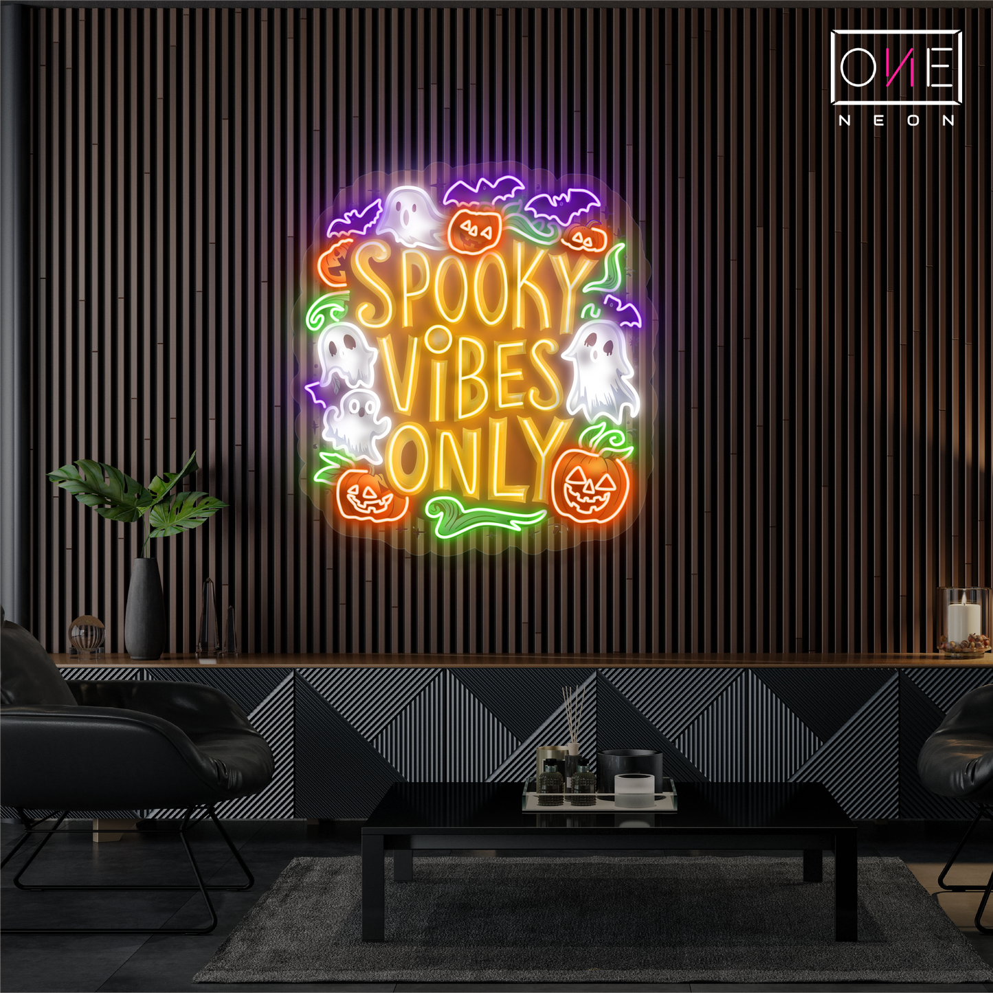 Enseigne néon LED "Spooky Vibes Only"