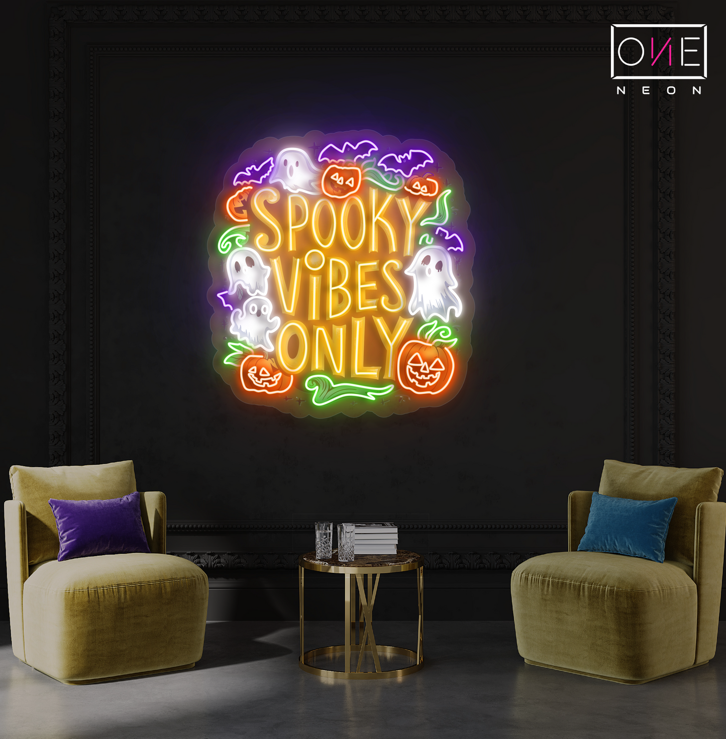 Enseigne néon LED "Spooky Vibes Only"