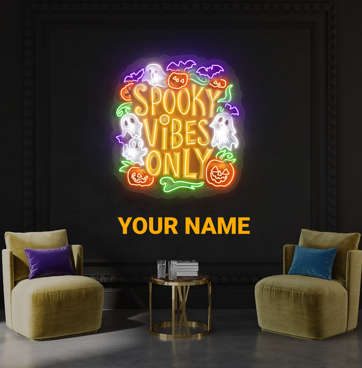 Enseigne néon LED "Spooky Vibes Only"
