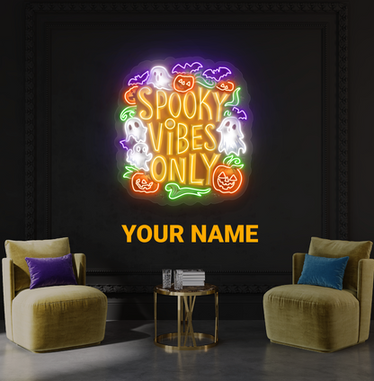 Enseigne néon LED "Spooky Vibes Only"
