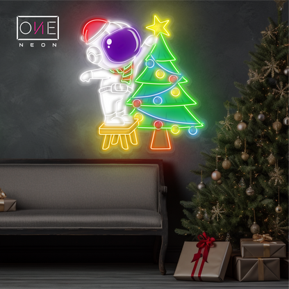 Enseigne néon LED artistique de l'astronaute de Noël