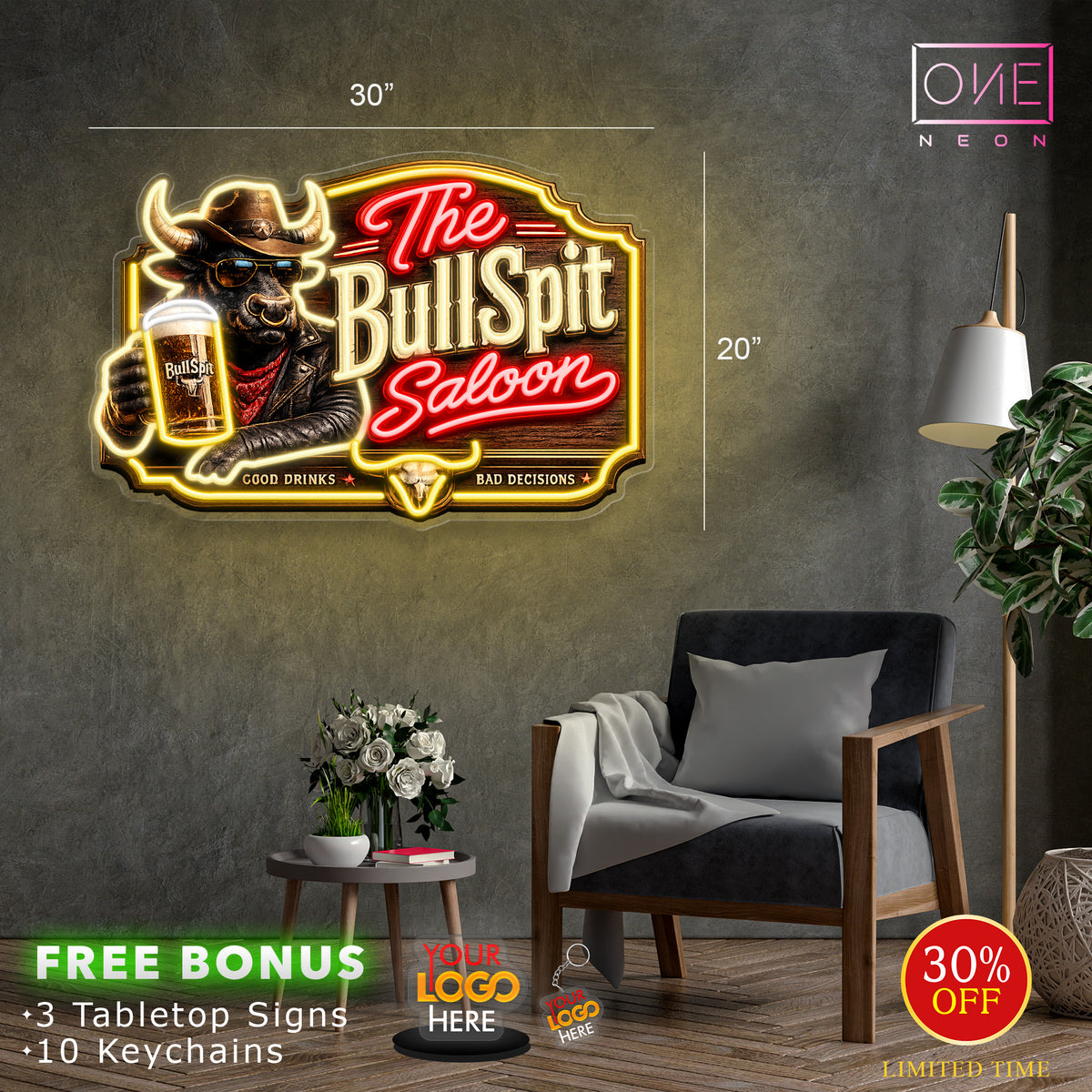 THE BULLSPIT SALOON  | LED Neon Sign