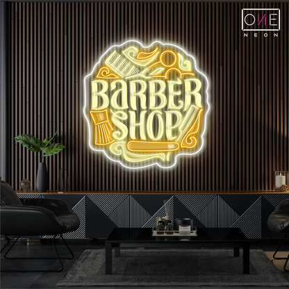 Enseigne néon LED murale de barbier