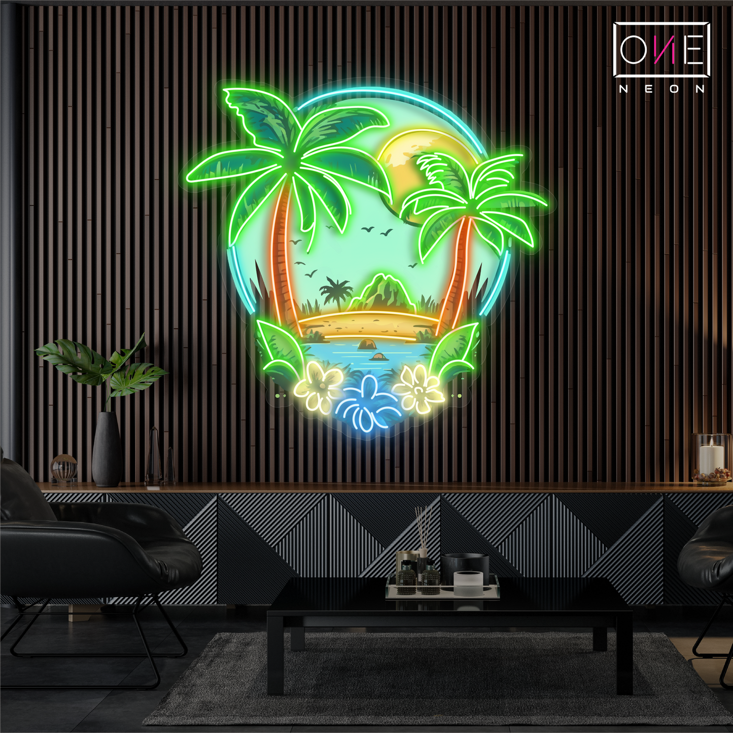 Enseigne Néon LED "Coucher de Soleil Tropical"