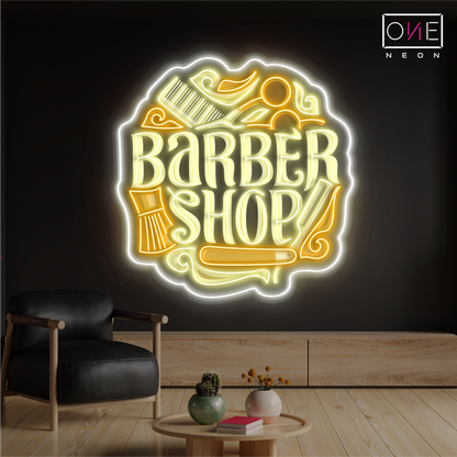 Enseigne néon LED murale de barbier