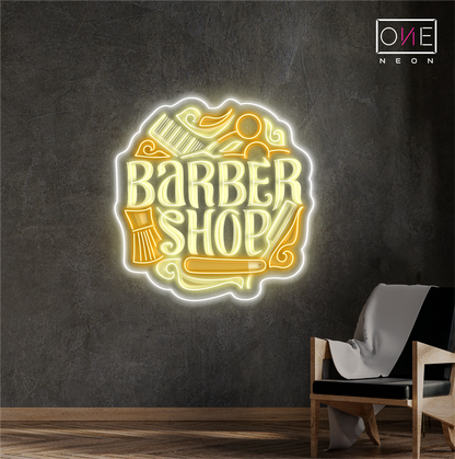 Enseigne néon LED murale de barbier