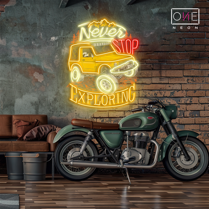 Enseigne néon LED "Never Stop Exploring Artwork"